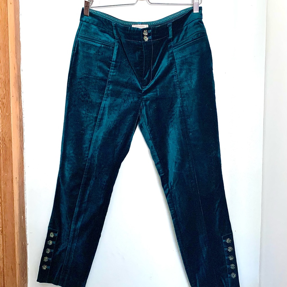 Green velvet Anthropologie Pants